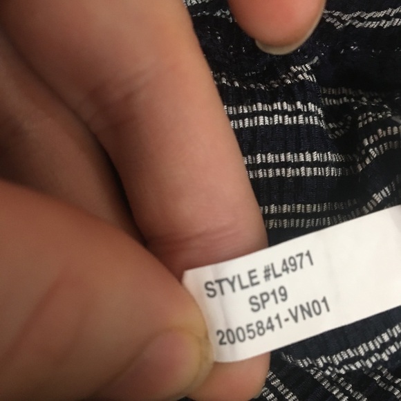 Madewell Texture & Thread High Rise Pull-On Pants Stripe Elastic Wide Leg Blue M - Picture 11 of 12